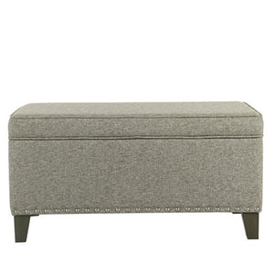 Benzara Fabric Upholstered Storage Bench with Wooden Tapered Legs, Slate Gray and Brown BM193991 Gray and Brown Wood and Fabric BM193991