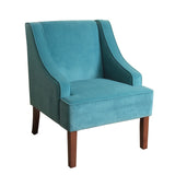 Benzara Fabric Upholstered Wooden Accent Chair with Wingback, Blue and Brown BM194006 Blue and Brown Wood and Fabric BM194006