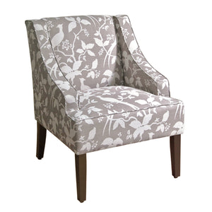 Benzara Fabric Upholstered Wooden Accent Chair with Swooping Arms, Gray and Brown BM194012 Gray and Brown Wood and Fabric BM194012