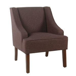 Benzara Fabric Upholstered Wooden Accent Chair with Swooping Armrests, Brown BM194013 Brown Wood and Fabric BM194013
