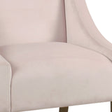 Benzara Fabric Upholstered Swooped Accent Chair with Wooden Legs, Pink and Brown BM194034 Pink and Brown Wood and Fabric BM194034