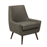 Benzara Fabric Upholstered Wooden Accent Chair with Round Tapered Legs, Gray and Brown BM194052 Gray and Brown Wood and Fabric BM194052