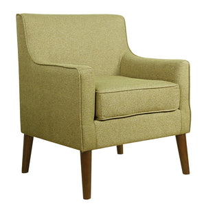 Benzara Fabric Upholstered Wooden Accent Chair with Plush Seat Cushion, Green and Brown BM194066 Green and Brown Wood and Fabric BM194066