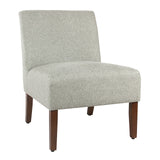 Fabric Upholstered Wooden Armless Accent Chair, Gray and Brown