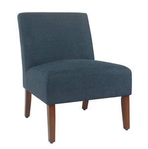 Benzara Fabric Upholstered Wooden Armless Accent Chair, Blue and Brown BM194071 Blue and Brown Wood and Fabric BM194071