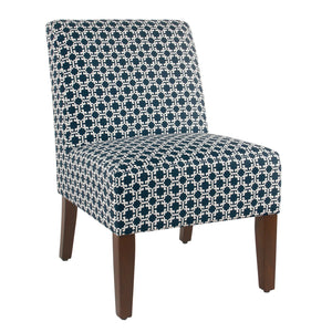 Benzara Fabric Upholstered Wooden Armless Accent Chair with Geometric Pattern, Multicolor BM194078 Multicolor Wood and Fabric BM194078