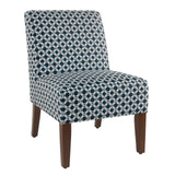 Fabric Upholstered Wooden Armless Accent Chair with Geometric Pattern, Multicolor