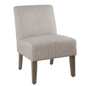 Benzara Fabric Upholstered Wooden Armless Accent Chair with Chevron Pattern, Gray and Brown BM194079 Gray and Brown Wood and Fabric BM194079