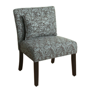 Benzara Fabric Upholstered Wooden Accent Chair with Printed Medallion Pattern, Brown, Blue and Black BM194143 Brown, Blue & Black Wood and Fabric BM194143