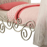 Benzara Contemporary Metal Twin Bed with Scrollwork, White and Purple BM194202 White and Purple Metal BM194202