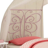 Benzara Contemporary Metal Twin Bed with Scrollwork, White and Purple BM194202 White and Purple Metal BM194202