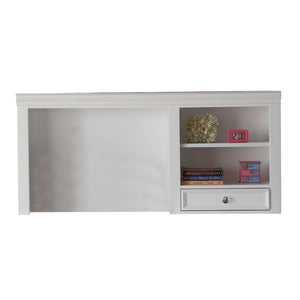 Benzara 51 Inch 1 Drawer Computer Hutch with 2 Open Compartments, White BM194208 White Solid Wood BM194208