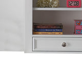 Benzara 51 Inch 1 Drawer Computer Hutch with 2 Open Compartments, White BM194208 White Solid Wood BM194208