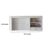 Benzara 51 Inch 1 Drawer Computer Hutch with 2 Open Compartments, White BM194208 White Solid Wood BM194208