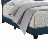 Benzara Padded Queen Panel Bed with Nailhead Trim, Teal Blue BM194242 Blue Solid Wood, Fabric BM194242