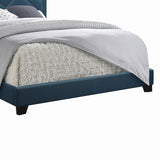 Benzara Padded Queen Panel Bed with Nailhead Trim, Teal Blue BM194242 Blue Solid Wood, Fabric BM194242