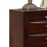 Benzara Contemporary Style Wooden Nightstand with Three Drawers and Metal Knobs, Brown BM194244 Brown Wood and Metal BM194244