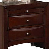 Benzara Contemporary Style Wooden Nightstand with Three Drawers and Metal Knobs, Brown BM194244 Brown Wood and Metal BM194244