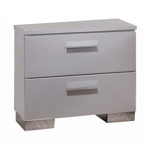 Benzara Contemporary Style Wooden Nightstand with Two Drawers and Metal Bracket Legs , White BM194246 White Wood and Metal BM194246