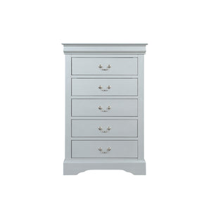 Benzara Traditional Style Five Drawer Wooden Chest with Bracket Base, Gray BM194251 Gray Wood BM194251