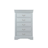 Benzara Traditional Style Five Drawer Wooden Chest with Bracket Base, Gray BM194251 Gray Wood BM194251