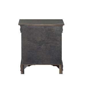 Benzara Traditional Style Wooden Nightstand with Two Drawers and Metal Handles, Dark Gray BM194255 Gray Wood and Metal BM194255