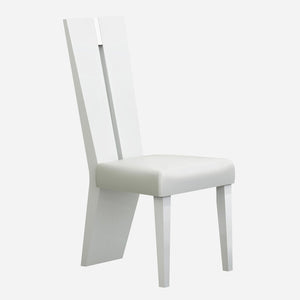 Benzara Set of Two Wooden Dining Side Chairs with Leather Upholstered Padded Seats, White BM194730 White Wood BM194730