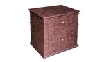 Benzara Leather Upholstered Wooden Nightstand with Two Drawers, Brown BM194750 Brown Wood and Leather BM194750