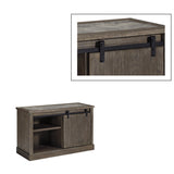 Benzara Wooden Credenza with Faux Cement Top and Sliding Door Storage, Large, Gray BM194844 Gray Wood BM194844