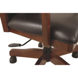 Benzara Wooden Swivel Chair with Leatherette Seating and Adjustable Seat, Brown BM194854 Brown Wood BM194854