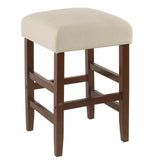 Benzara Square Wooden Counter Stool with Woven Fabric Upholstered Cushion Seat, Cream BM195165 Cream Wood and Fabric BM195165