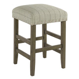 Benzara Wooden Counter Stool with Stripe Pattern Fabric Padded Seat, Gray and Brown BM195177 Gray and Brown Wood and Fabric BM195177