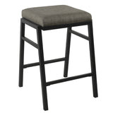 Benzara Metal Counter Stool with Fabric Padded Seat and Angular Base, Gray, Set of Two BM195178 Gray Metal and Fabric BM195178