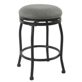 Benzara Metal Counter Stool with Swivelling Fabric Padded Seat, Gray and Black BM195182 Gray Metal and Fabric BM195182