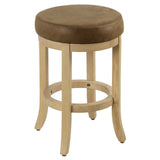 Benzara Wooden Counter Stool with Swivelling Faux Leather Padded Seat, Brown BM195183 Brown Wood and Faux Leather BM195183