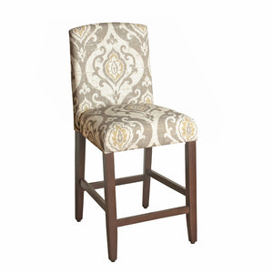 Benzara Fabric Upholstered Wooden Barstool with Medallion Pattern Cushioned Seat, Multicolor BM195194 Multicolor Wood Plywood and Fabric BM195194