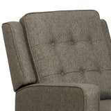 Benzara Fabric Upholstered Button Tufted Recliner With Wooden Tapered Legs, Gray and Brown BM195753 Gray and Brown Wood, Plywood, Metal and Fabric BM195753