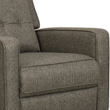Benzara Fabric Upholstered Button Tufted Recliner With Wooden Tapered Legs, Gray and Brown BM195753 Gray and Brown Wood, Plywood, Metal and Fabric BM195753