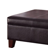 Benzara Leatherette Upholstered Wooden Ottoman With Hinged Storage, Brown, Large BM195755 Brown Wood, Plywood and Faux leather BM195755