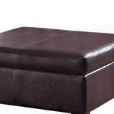 Benzara Leatherette Upholstered Wooden Ottoman With Hinged Storage, Brown, Large BM195755 Brown Wood, Plywood and Faux leather BM195755