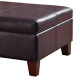 Benzara Leatherette Upholstered Wooden Ottoman With Hinged Storage, Brown, Large BM195755 Brown Wood, Plywood and Faux leather BM195755