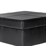 Benzara Leatherette Upholstered Wooden Ottoman With Hinged Storage, Black and Brown, Large BM195756 Black and Brown Wood, Plywood and Faux leather BM195756