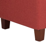 Benzara Fabric Upholstered Button Tufted Wooden Bench With Hinged Storage, Red and Brown BM195763 Red and Brown Polyester, Wood and Plywood BM195763