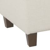 Benzara Fabric Upholstered Button Tufted Wooden Bench With Hinged Storage, White and Brown BM195765 White and Brown Polyester, Wood and Plywood BM195765