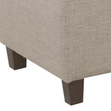 Benzara Fabric Upholstered Button Tufted Wooden Bench With Hinged Storage, Beige and Brown BM195767 Beige and Brown Polyester, Wood and Plywood BM195767