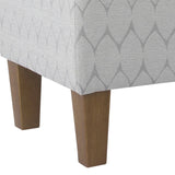 Benzara Geometric Patterned Fabric Upholstered Wooden Bench with Hinged Storage, Large, Gray and Brown BM195791 Gray and Brown Chenille Fabric, Wood and Plywood BM195791