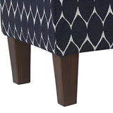 Benzara Geometric Patterned Fabric Upholstered Wooden Bench with Hinged Storage, Large, Blue and Brown BM195793 Blue and Brown Chenille Fabric, Wood and Plywood BM195793