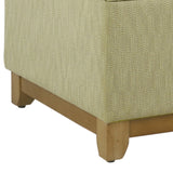 Benzara Herringbone Textured Fabric Upholstered Wooden Ottoman With Button Tufted Top, Beige and Brown BM195797 Beige and Brown Wood, Plywood and Polyester BM195797