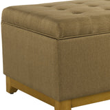 Benzara Button Tufted Fabric Upholstered Wooden Ottoman With Hinged Storage, Brown BM195799 Brown Wood, Plywood and Polyester BM195799