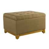 Benzara Button Tufted Fabric Upholstered Wooden Ottoman With Hinged Storage, Brown BM195799 Brown Wood, Plywood and Polyester BM195799